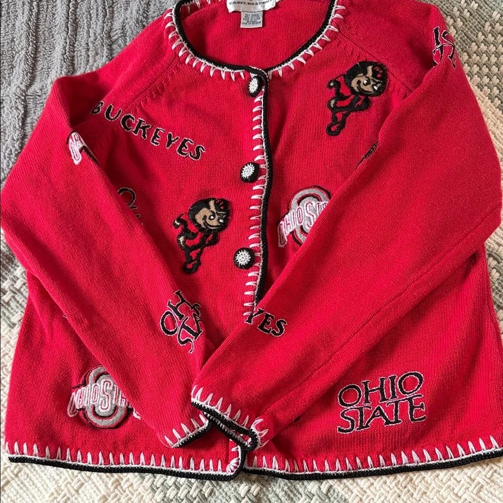 Women’s Ohio State Buckeyes Red Embroidered Cardigan ❤️